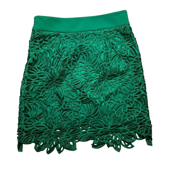 Milly Green Crochet Lace Overlay Pencil Straight Skirt Size US 4 - Picture 2 of 4